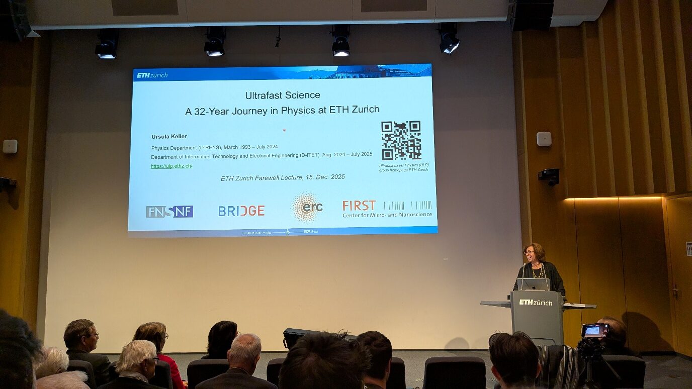 Prof. Ursula Keller giving her ETH Zurich Farewell Lecture, 15 December 2025
